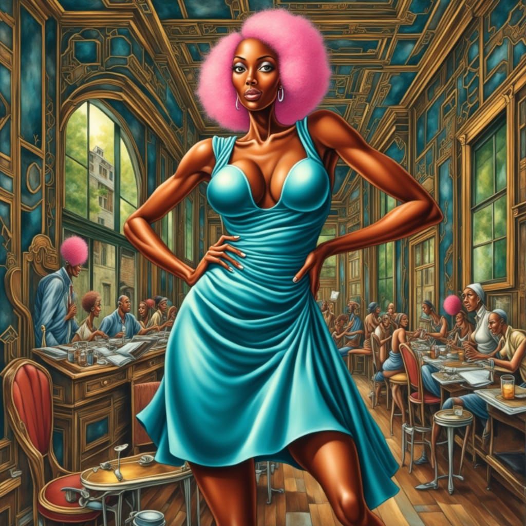 Futuristic Woman in Mead, Dociu, Manuscript Style