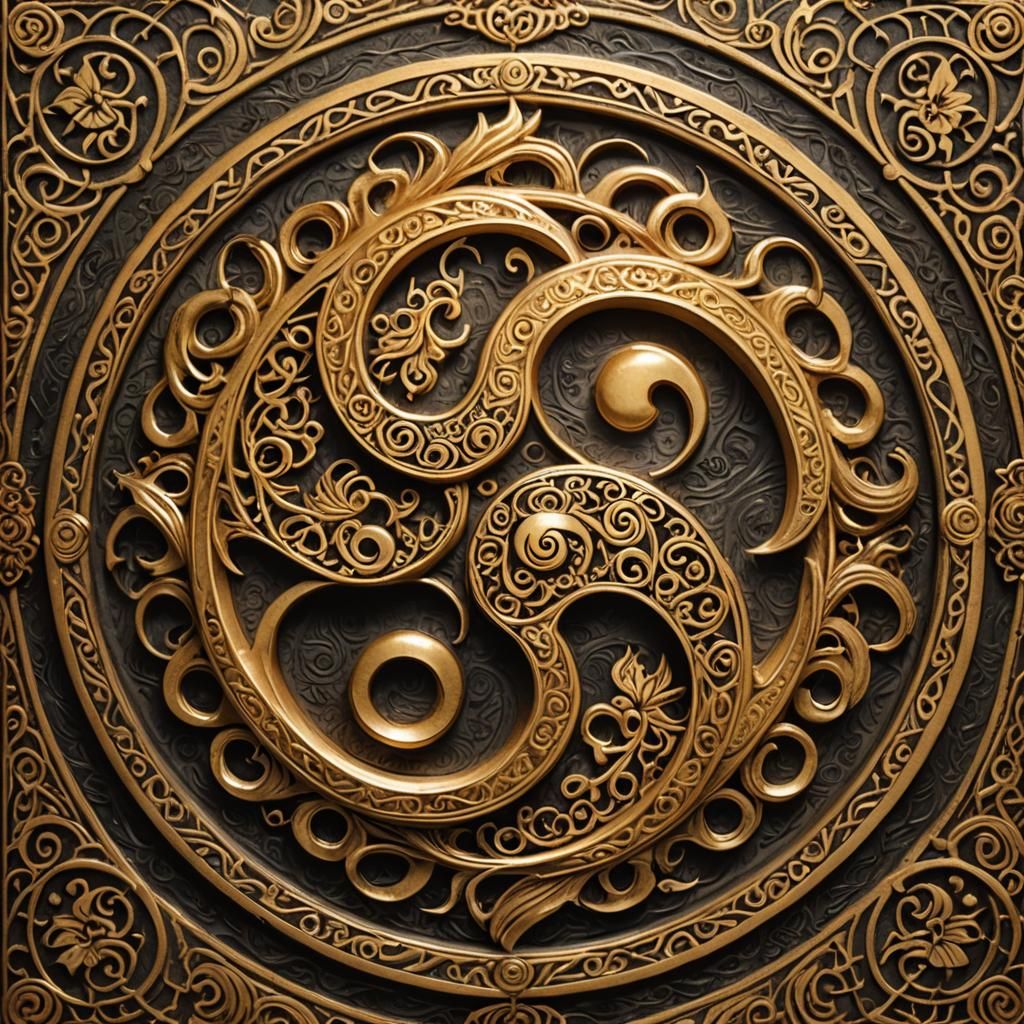 Elegant Golden Yin Yang Embellishment on Worn Leather Book C...
