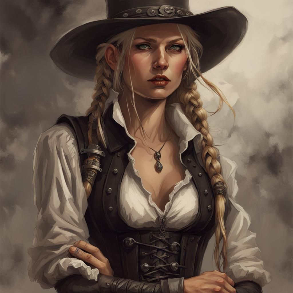 Gunslinging Fantasy Warrior in Dark Fantasy Style