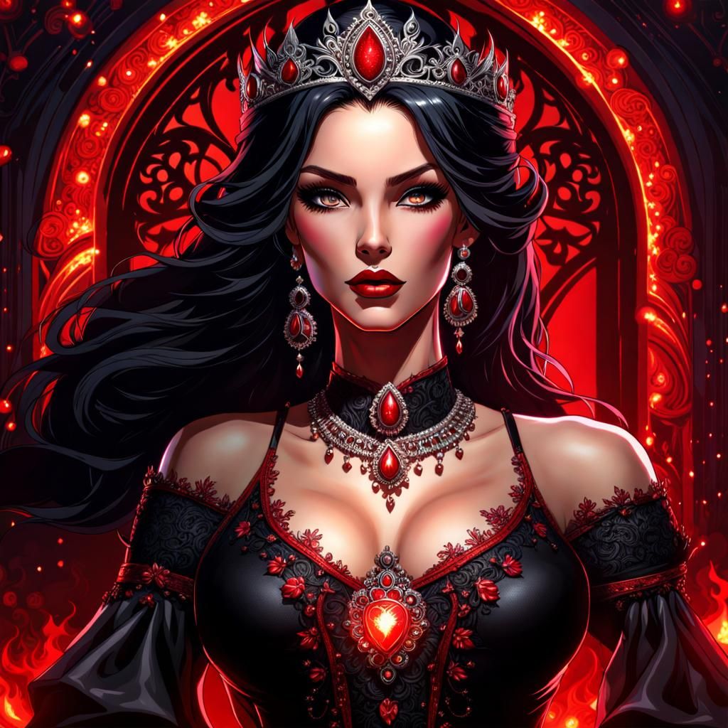Gothic Latina Princess with Fiery Splendor
