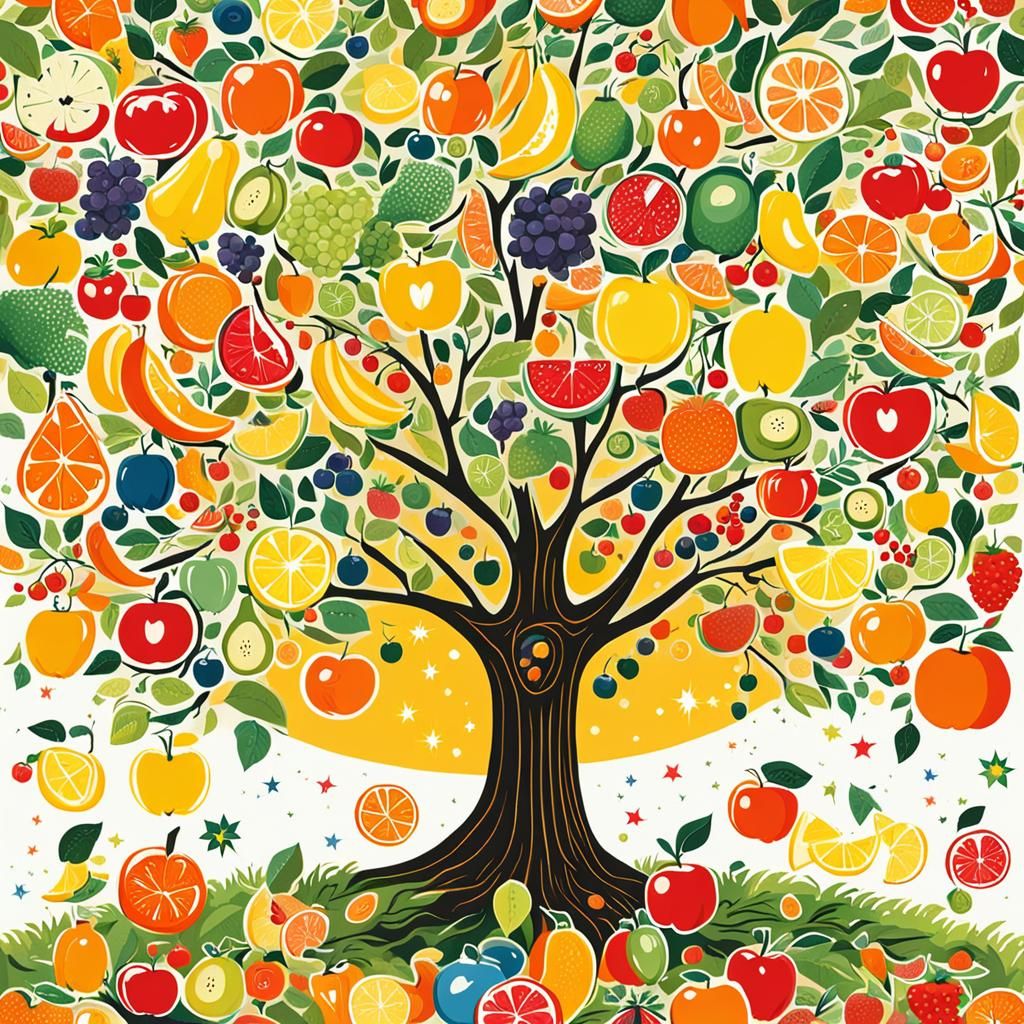 Whimsical Tree Branches Heavy with Fruit