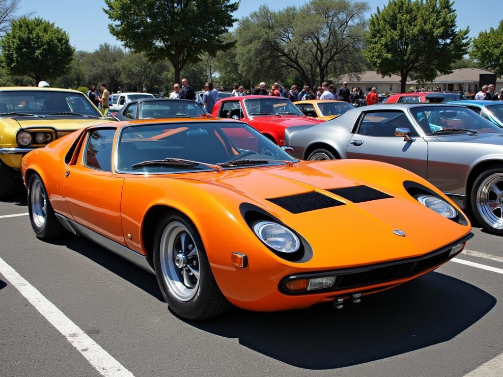 1967 Lamborghini Miura in Sunkist Orange at Cars and Coffee