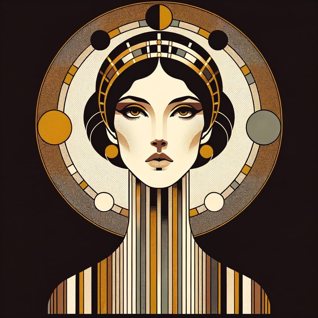 Middle-Eastern Woman Portrait in Vienna Secession Style