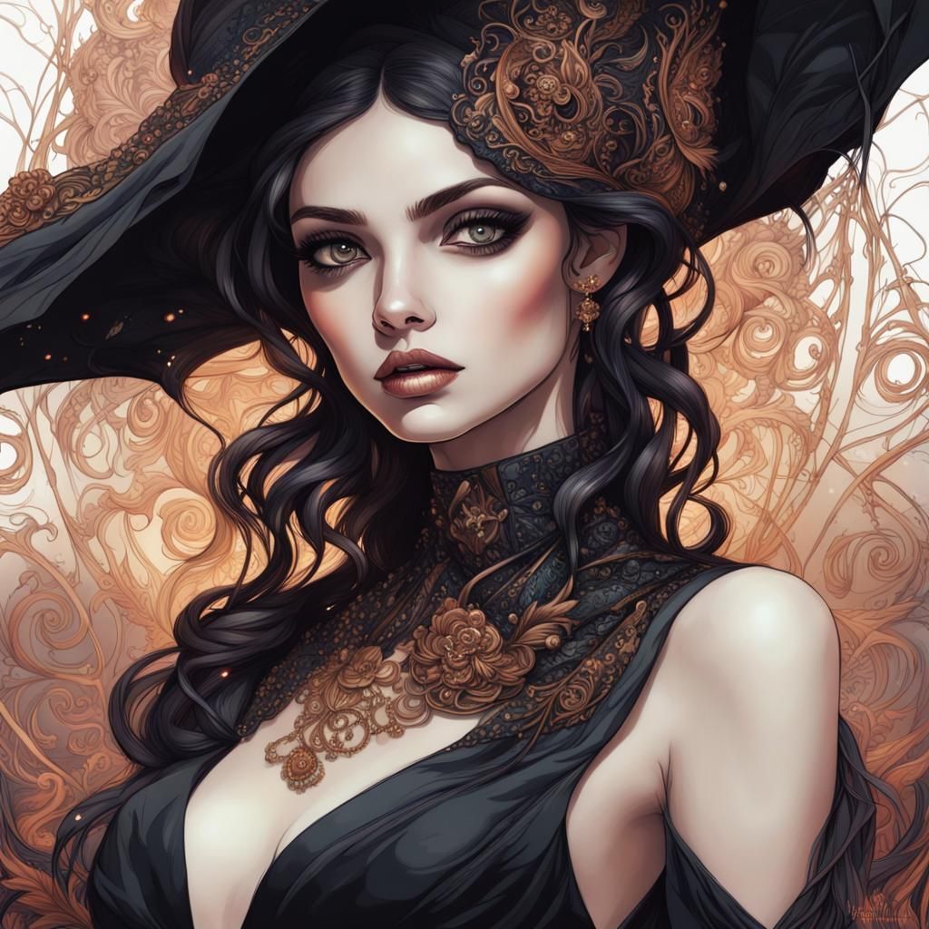 Gothic Hipster Fashion Concept Art with Vibrant Eyes