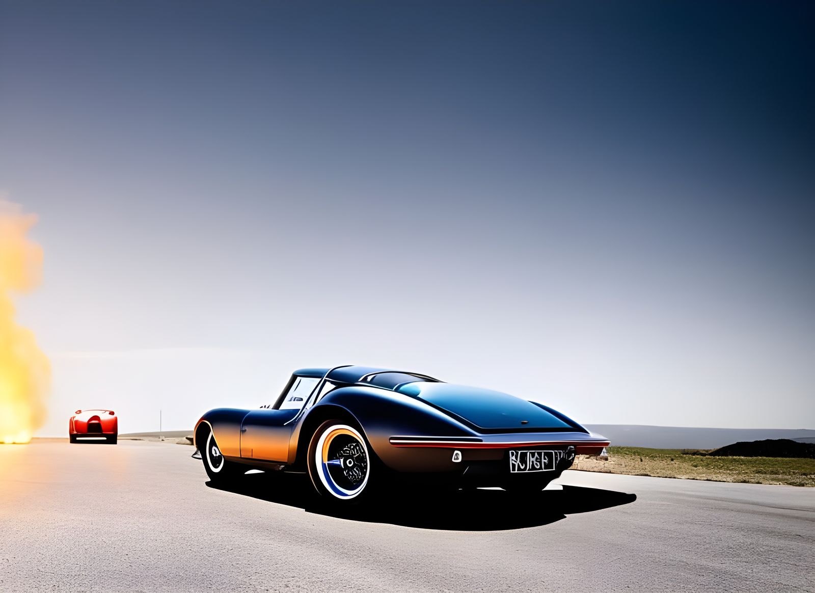 High-Speed Hyperrealistic Racing Cars in Mid-Air