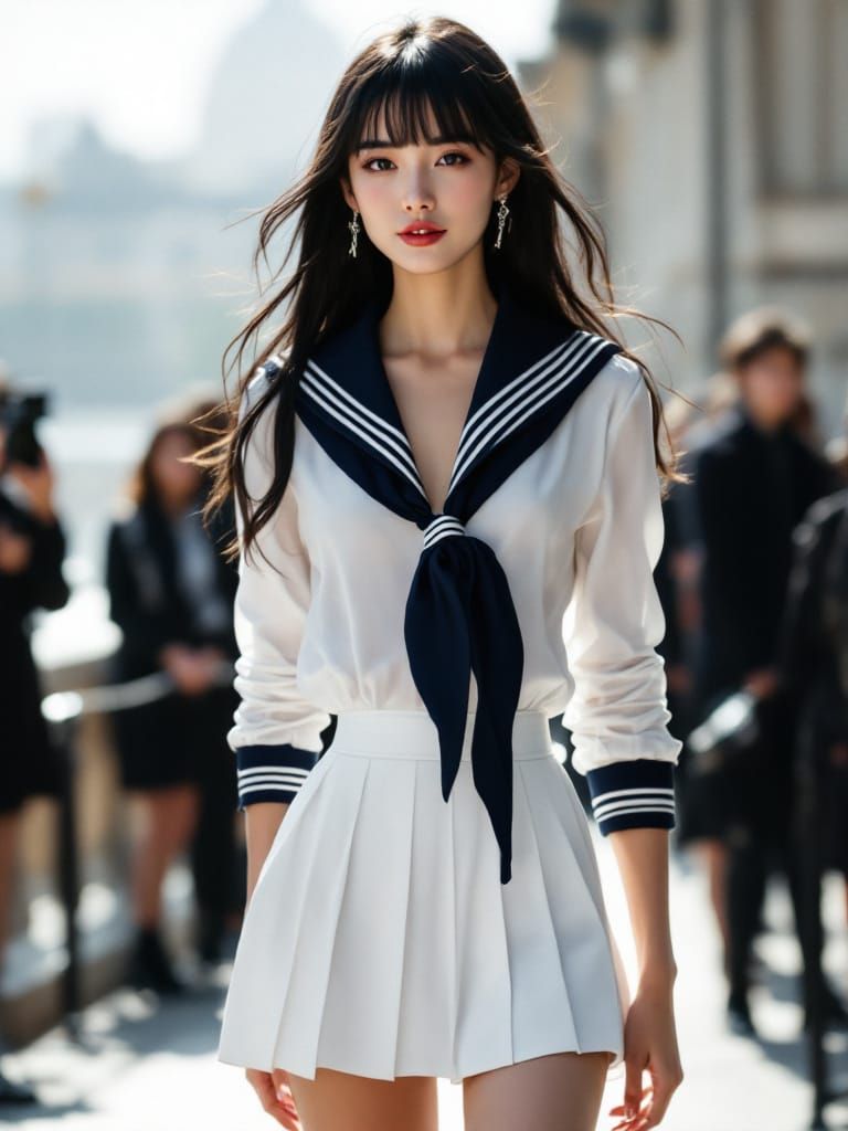 Kaori's Novel Sailor Uniform at Paris Fashion Week
