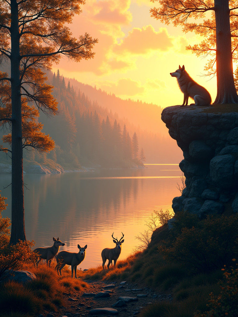 Wolves Mourn Their Mate in a Haunting Forest Landscape