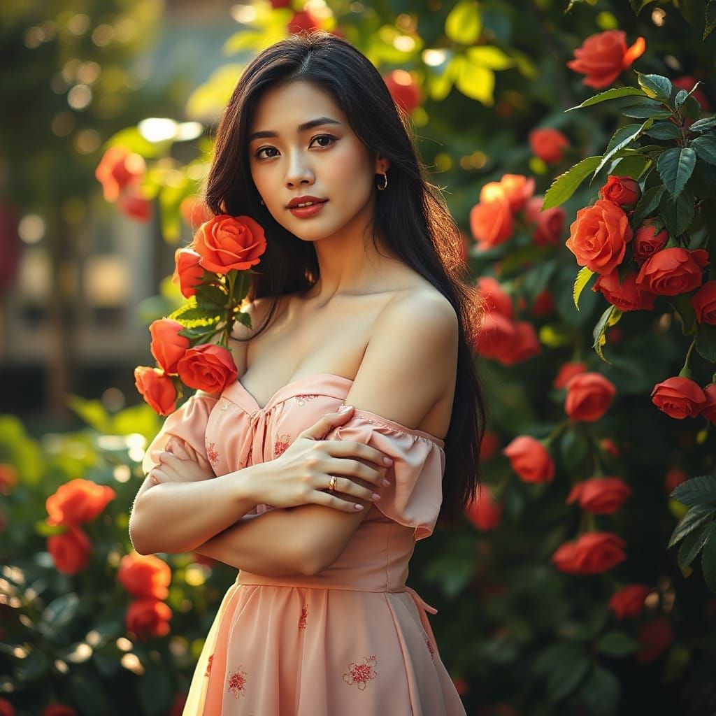Manchu Woman in Ethereal Garden Gown