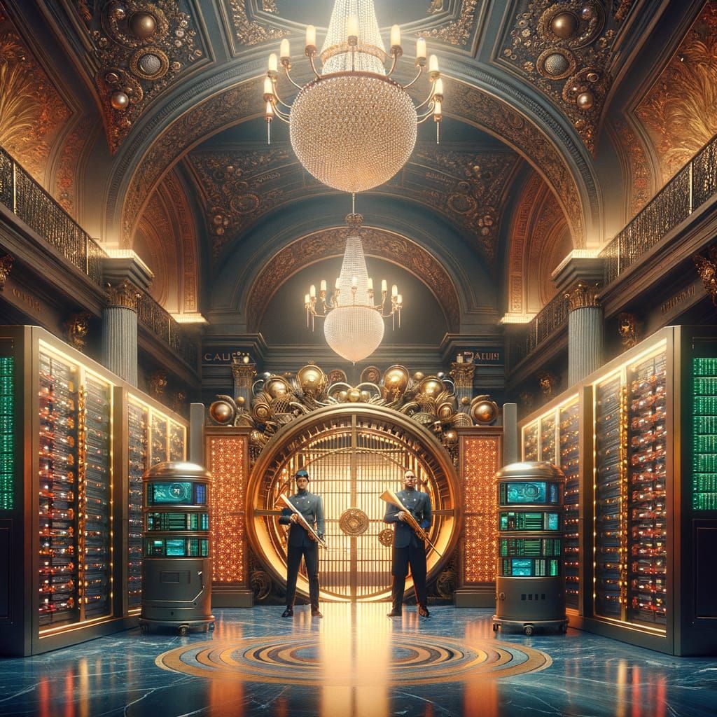 Luxurious Bank Vault with Quantum Computers and Guards