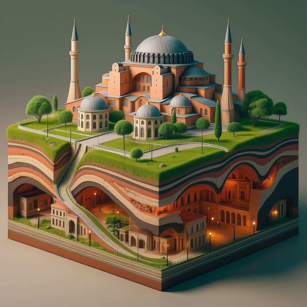 Istanbul Landmark Diorama in 3D