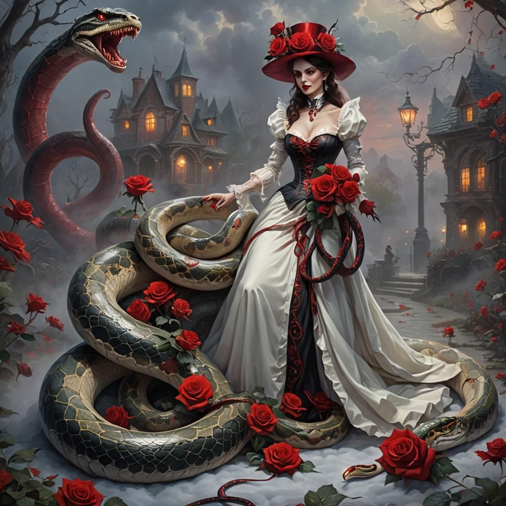 Ethereal Vampire in a Red and White Serpent Lair