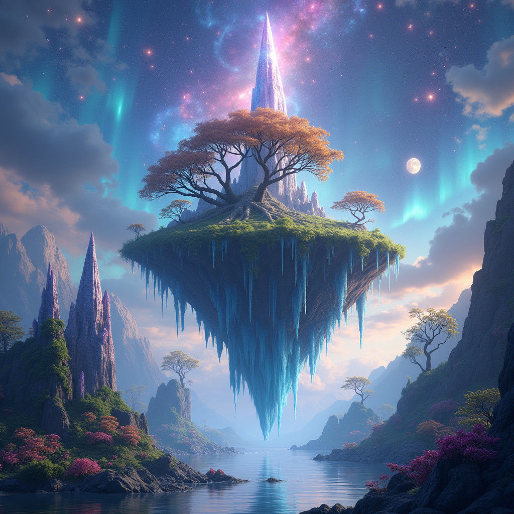 Dreamlike Island Sanctuary in Cosmic Paradise