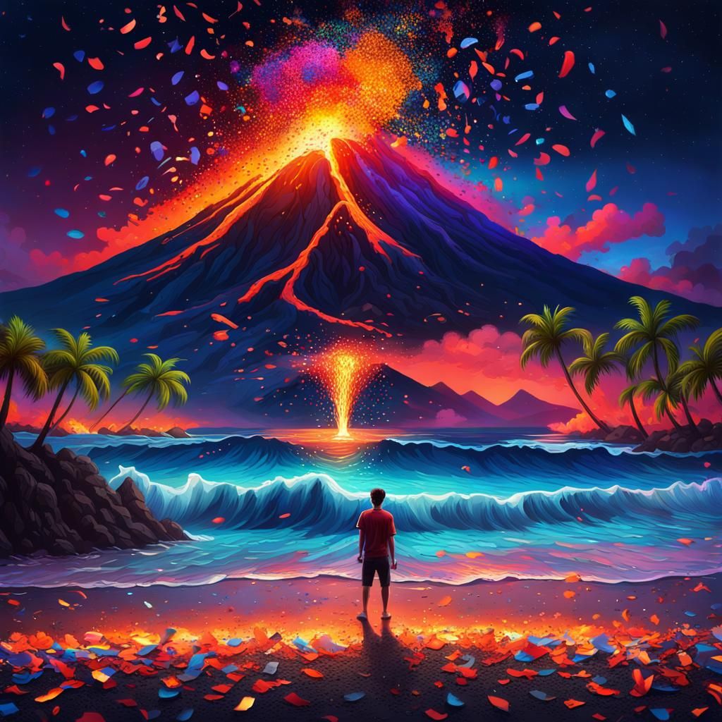 Vibrant Tropical Nighttime Masterpiece