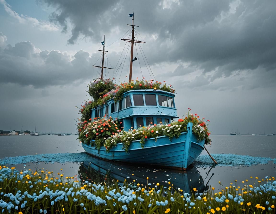 Floral Boat in Ethereal Light