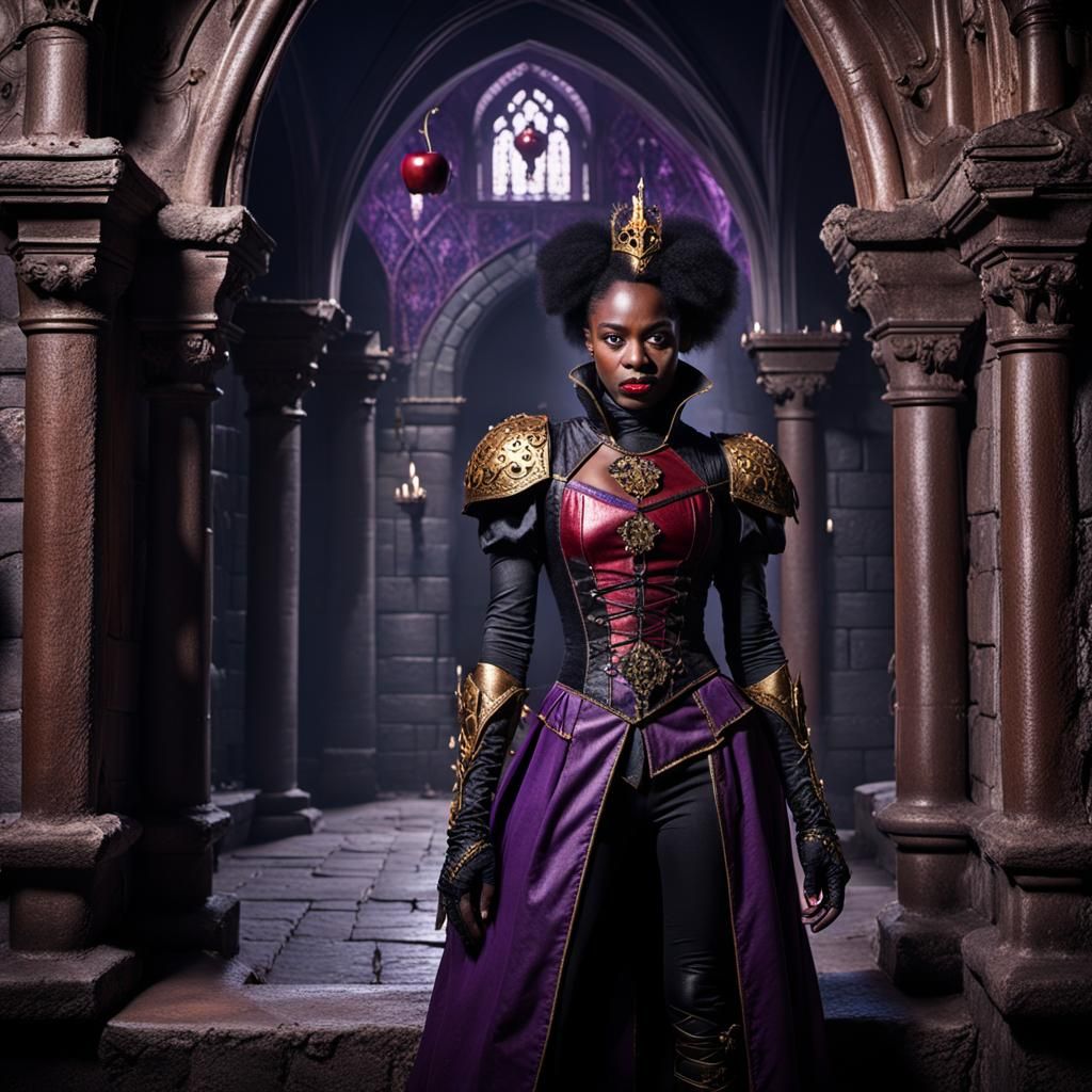 Regal Grimhilde in Dark Leather, Medieval Majesty