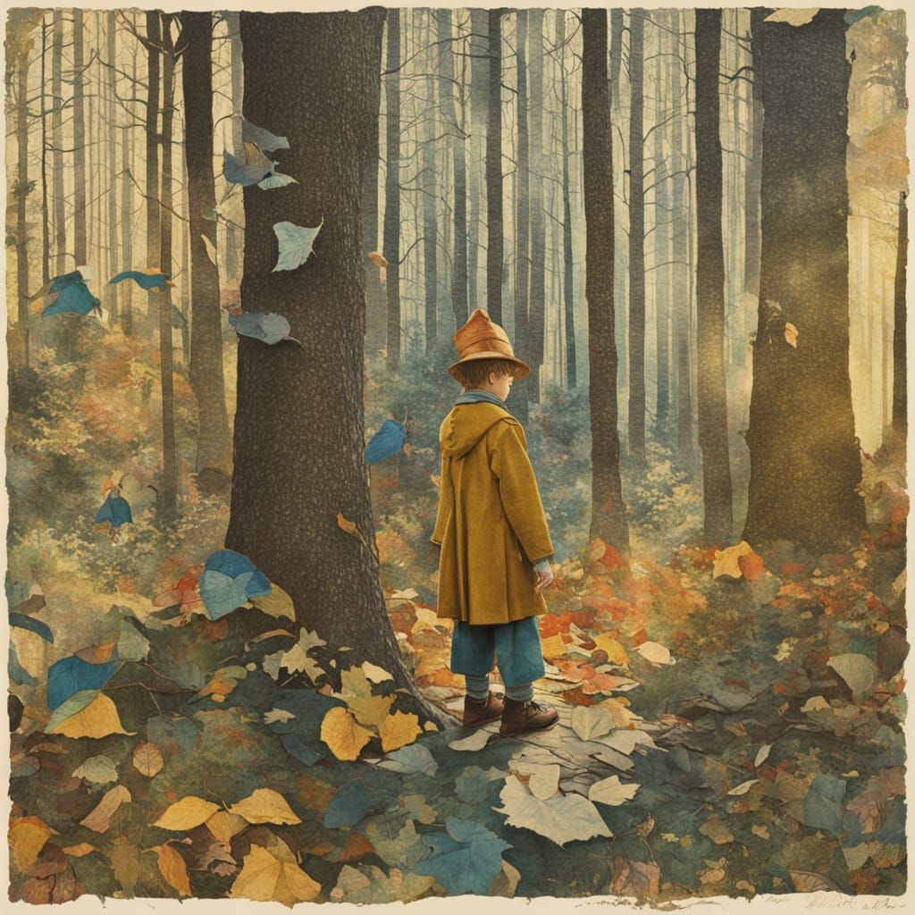 Wizard Boy in Forest Golden Hour Collage