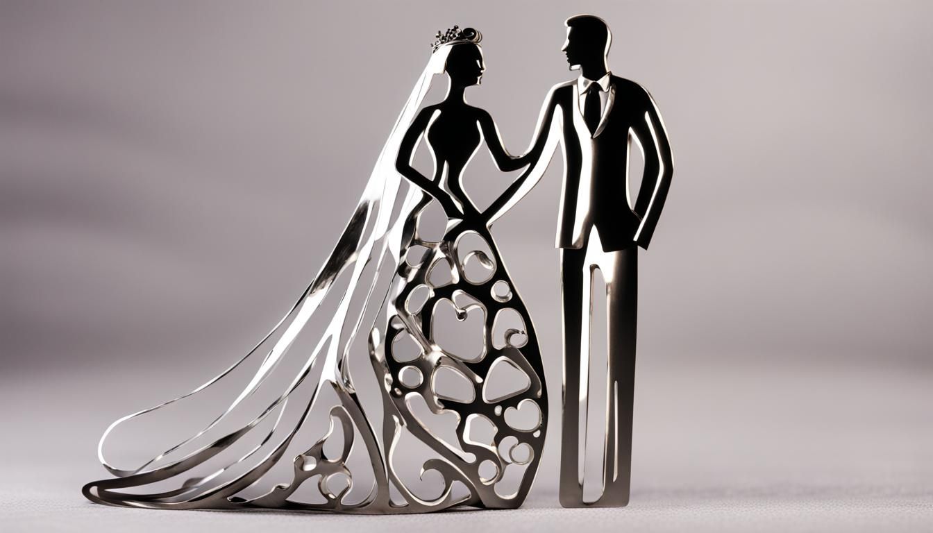 Metallic Bride and Groom Sculpture
