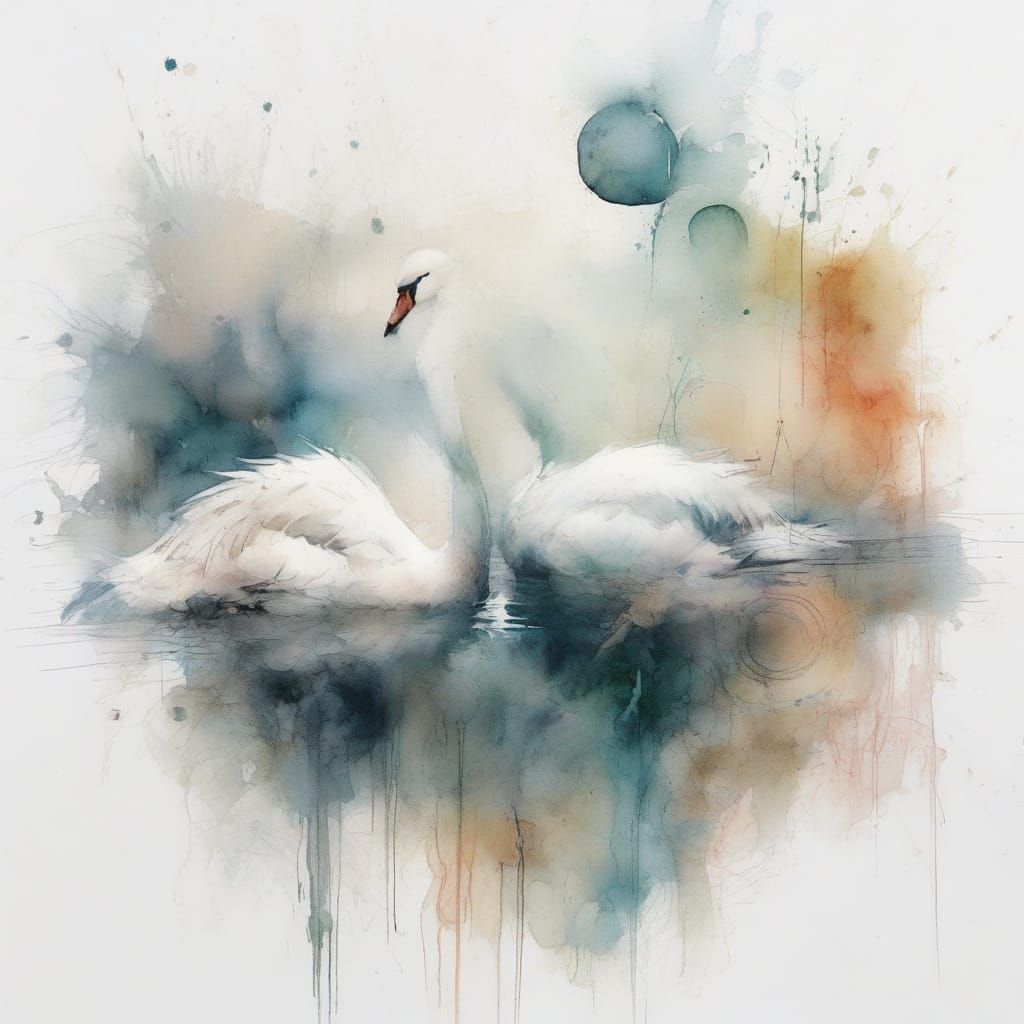 Ethereal Moonlit Lake Scene in Dreamy Watercolour Style