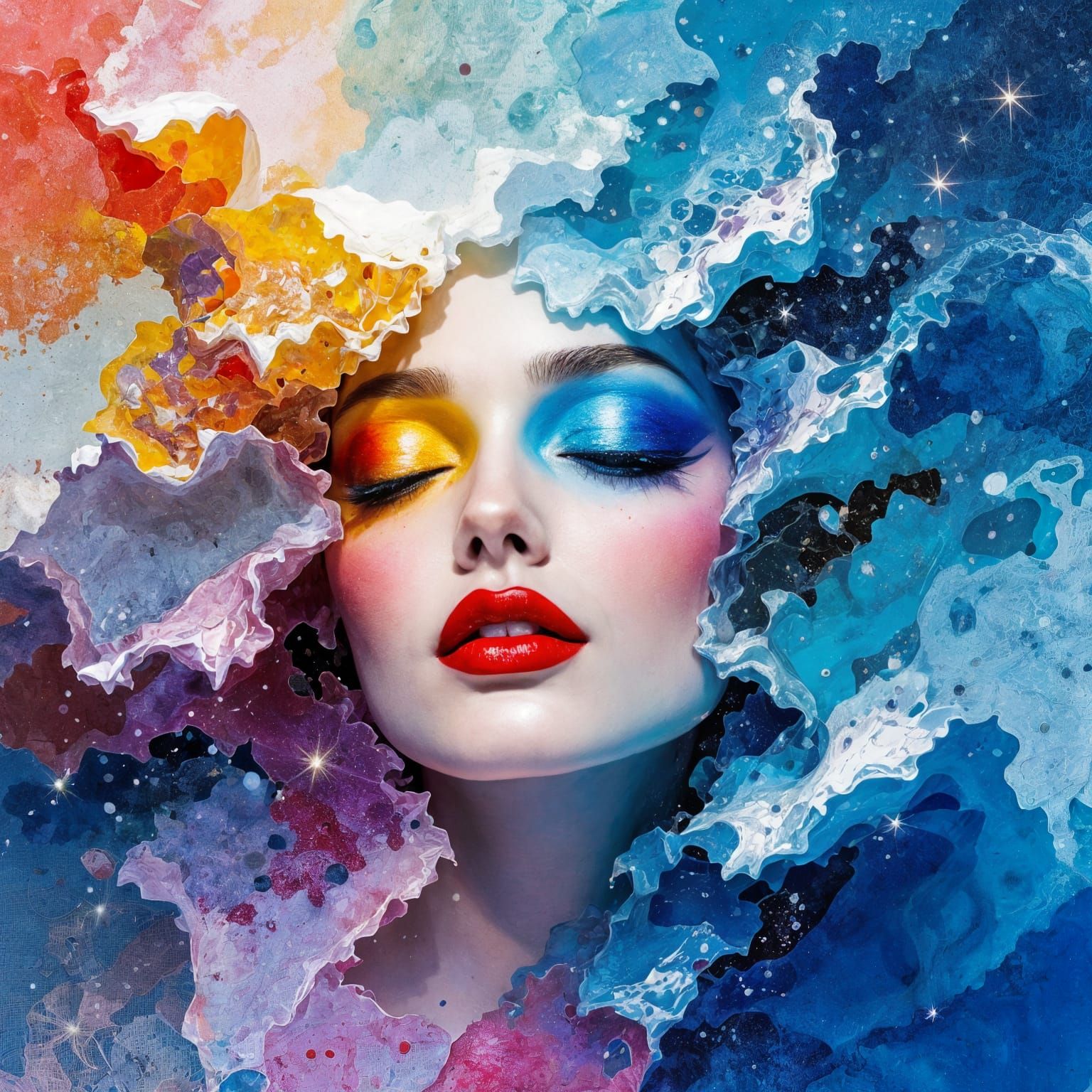 Prismatic Abstract in Mixed Media Style