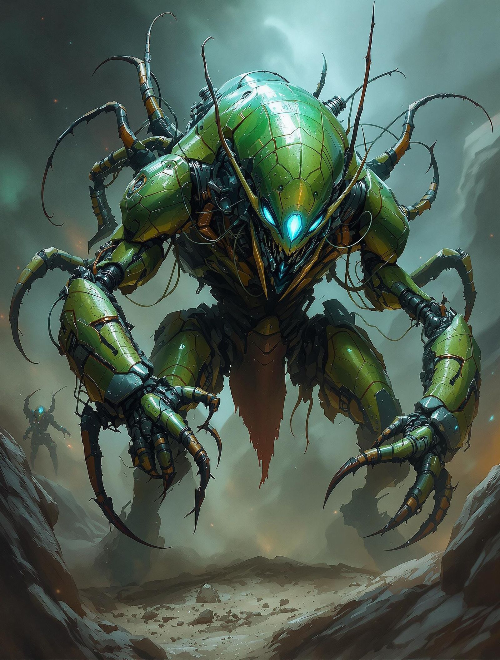 Cyborg Warrior in Mantis Shell Armor