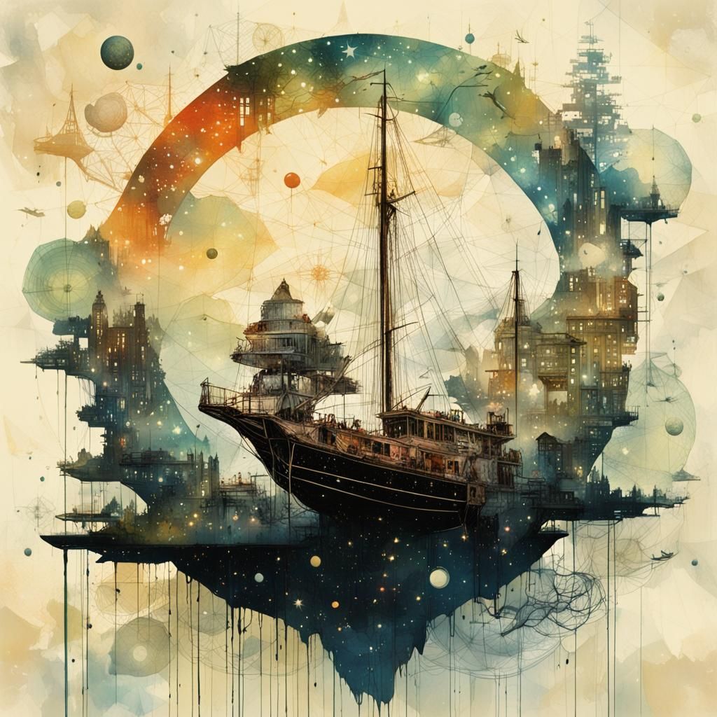 Galactic Sailing Masterpiece in Double Exposure