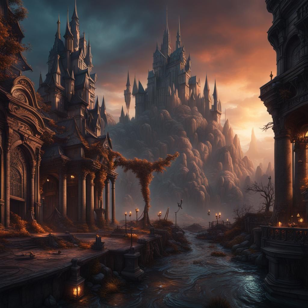 Epic Fantasy Scene in Deep, Rich Colors