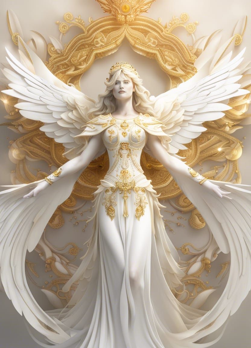 Ethereal Folk Art Angel Soars Above the Clouds