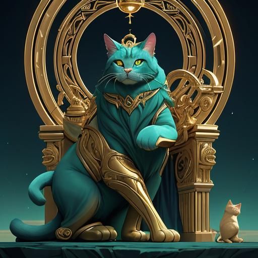 Regal Feline Majesty in Ancient Chamber