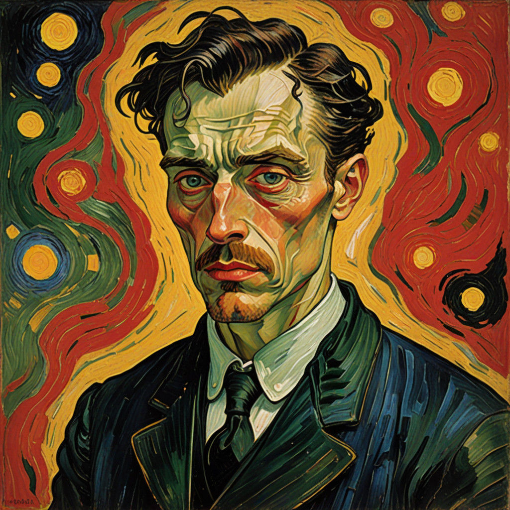 Introspective Figure in Vibrant Neo-Expressionist Oil Painti...