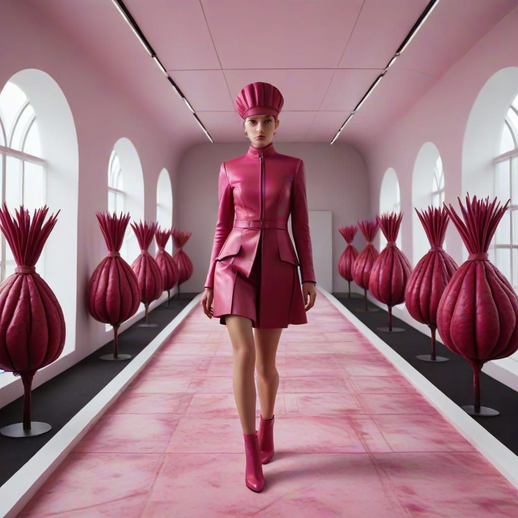 Futuristic Beetroot Architecture Interior for Fashion Show