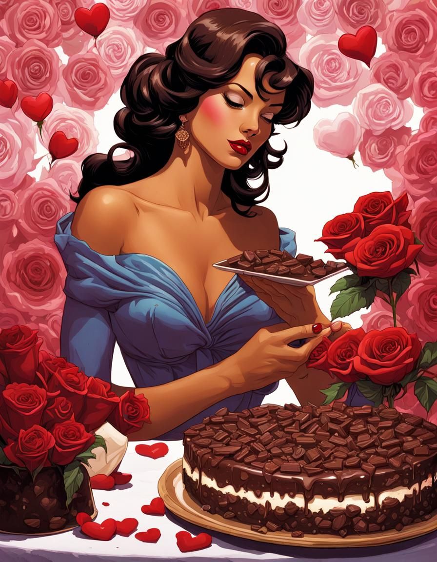 Chocolates and Roses: Romantic Valentine's Illustration