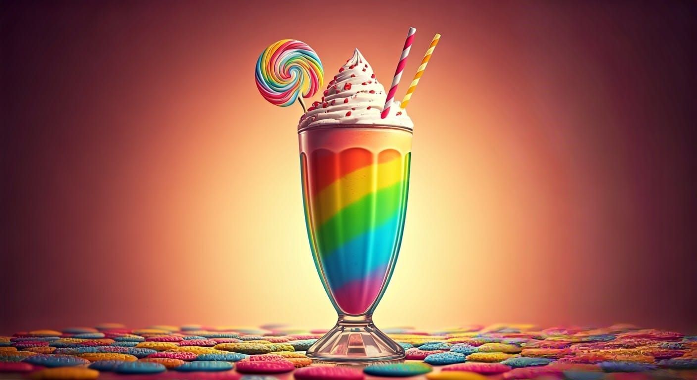 Rainbow Milkshake in Candy Art Style