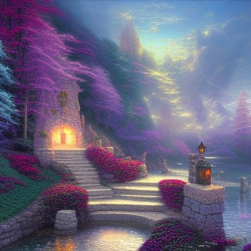 Ethereal Fantasy Valhalla in Whimsical Misty Hues