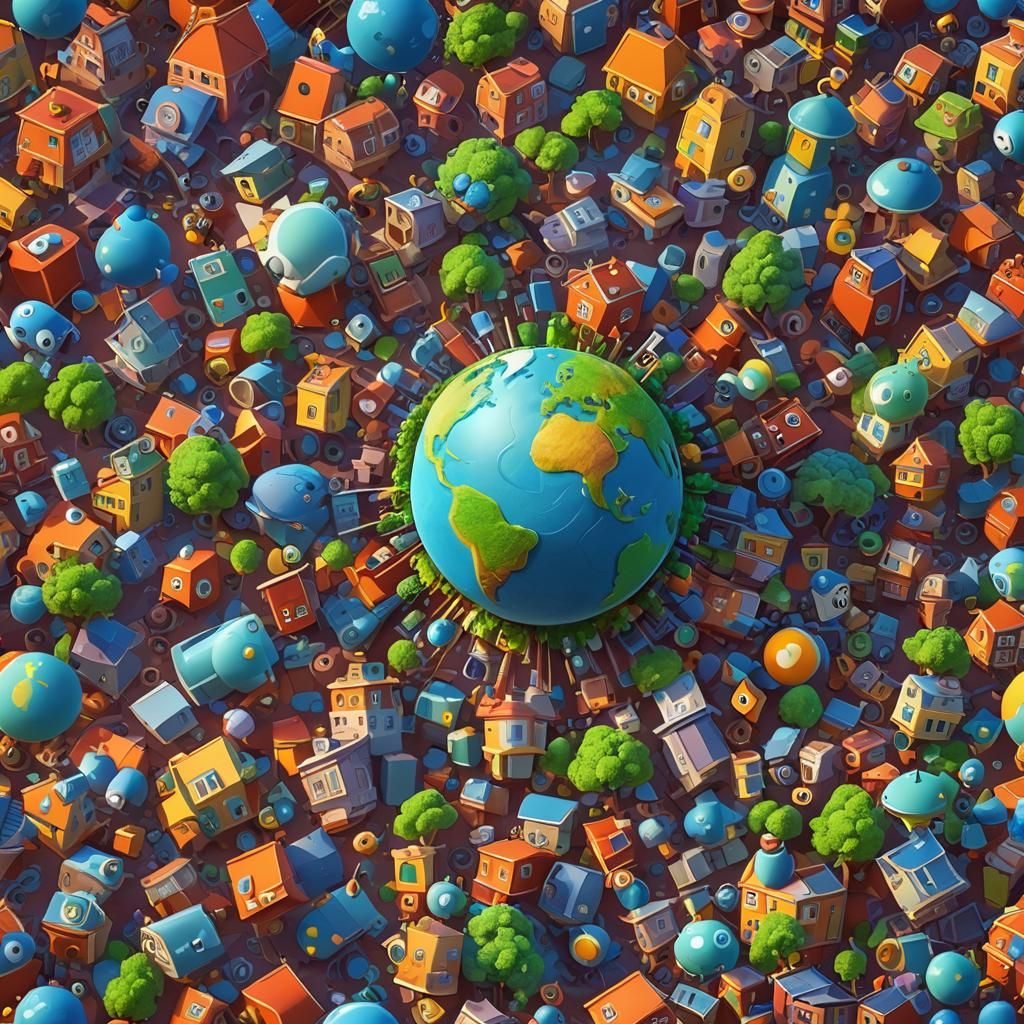 Earthly Oasis in Vibrant Digital Realism