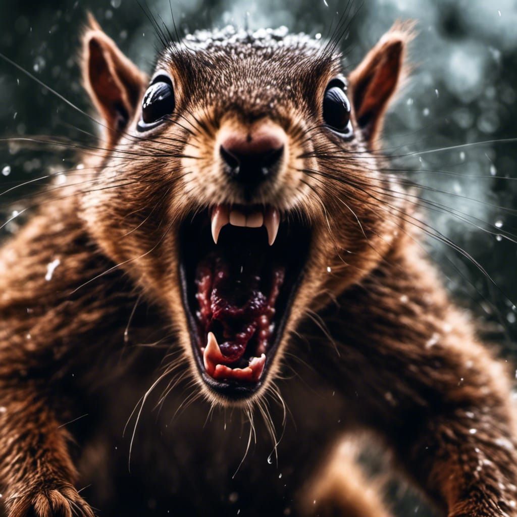 Surreal Screaming Squirrel in a State of Deranged Terror