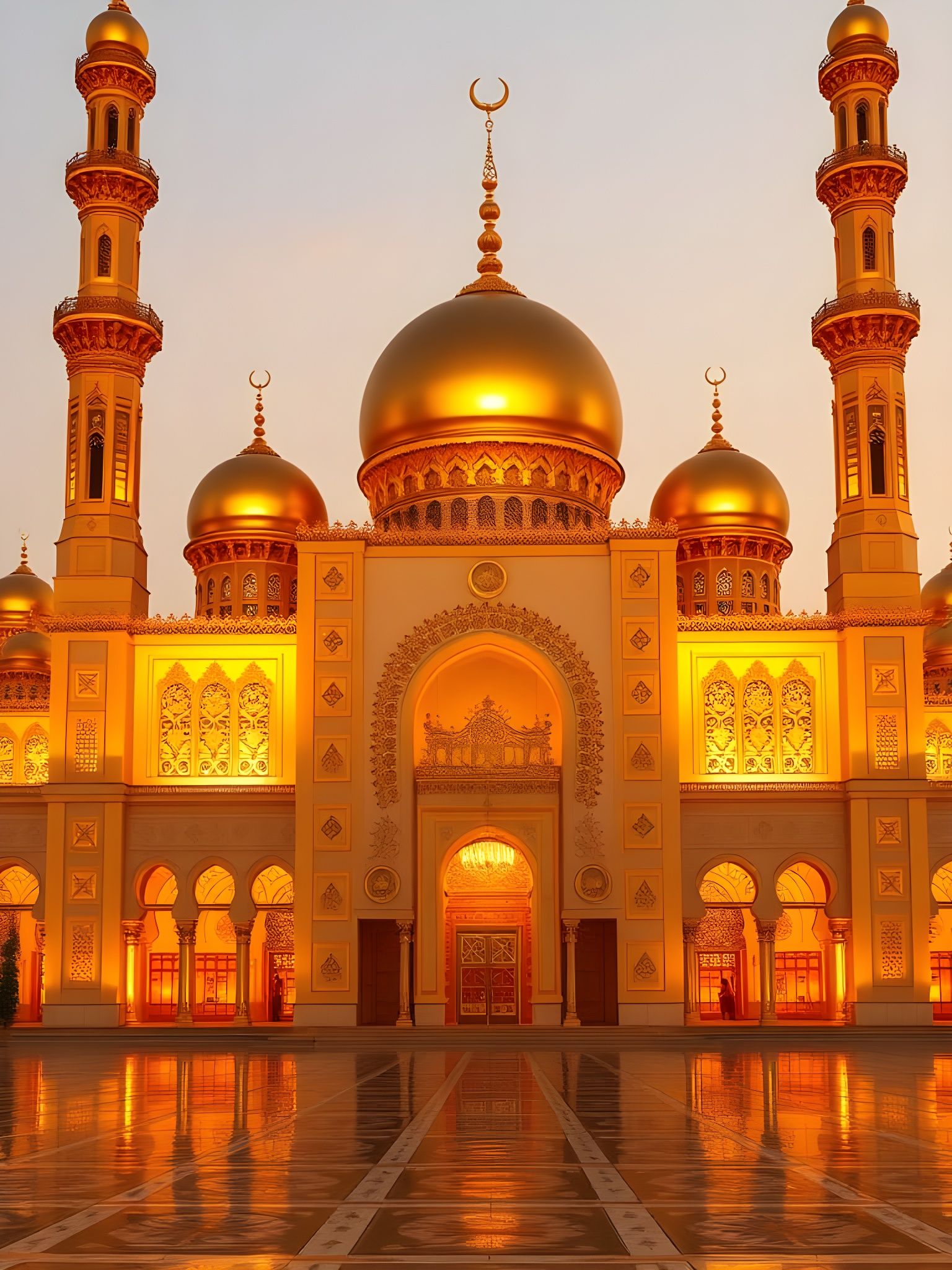 Golden Mosque Radiates Luxurious Elegance and Timeless Grand...