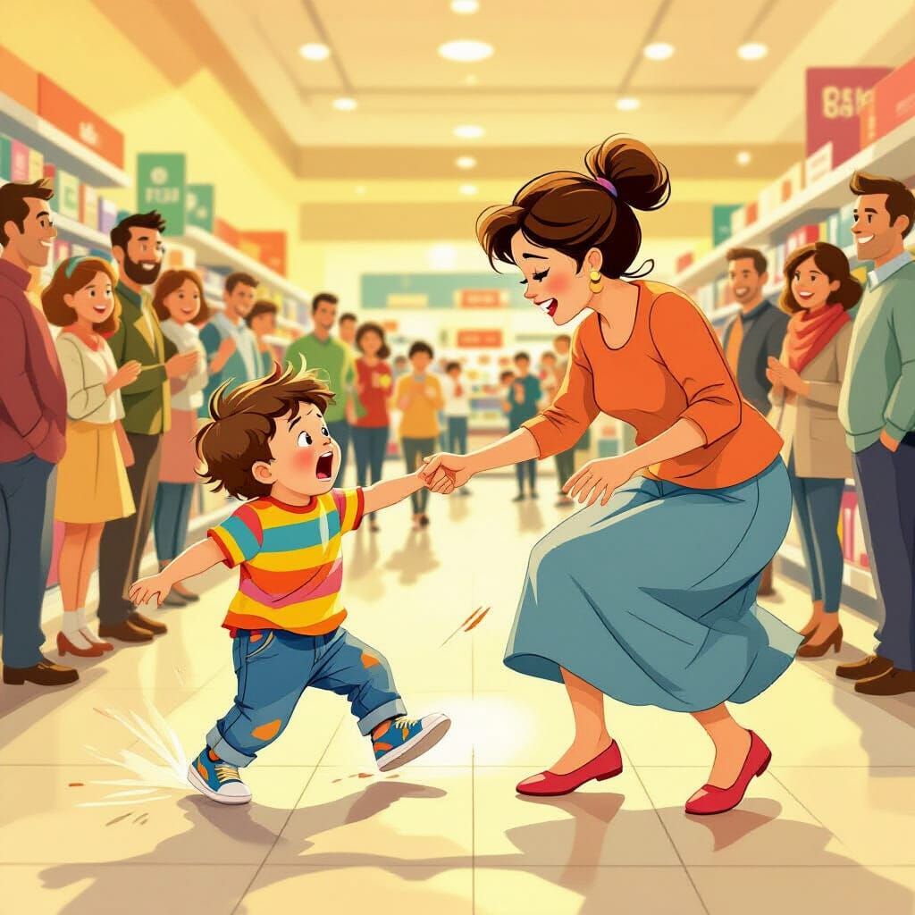 Toddler's Tantrum in Store, Mother Intervenes
