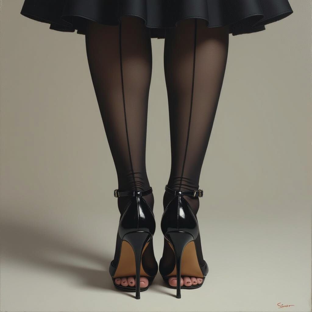 Woman's Legs in Stockings, Photorealistic Digital Art