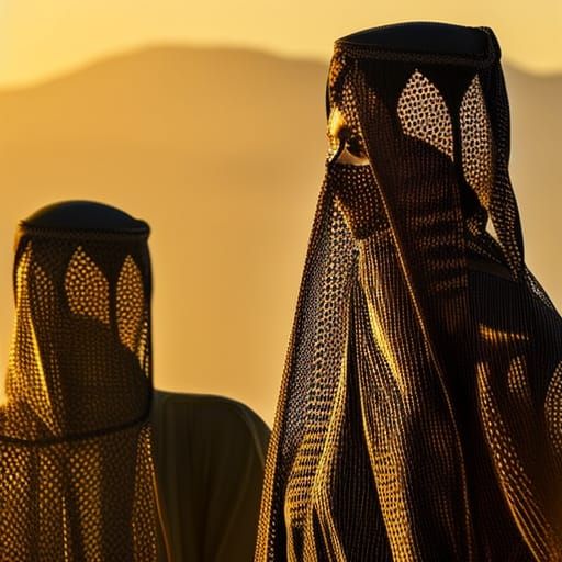 Fishnet Burqa Photoillustration in Golden Hour