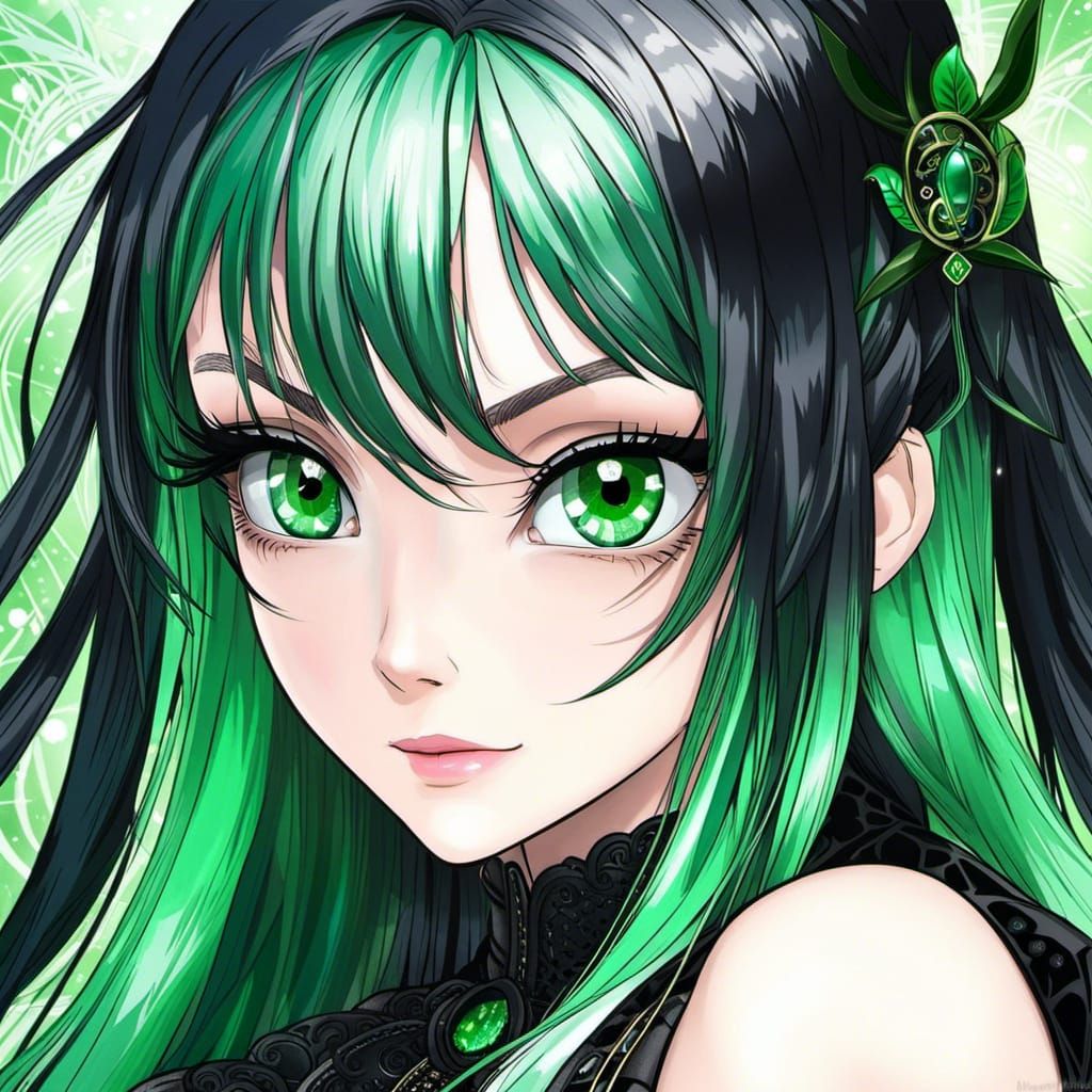 Anime Goth Girl Portrait in Deep Colors