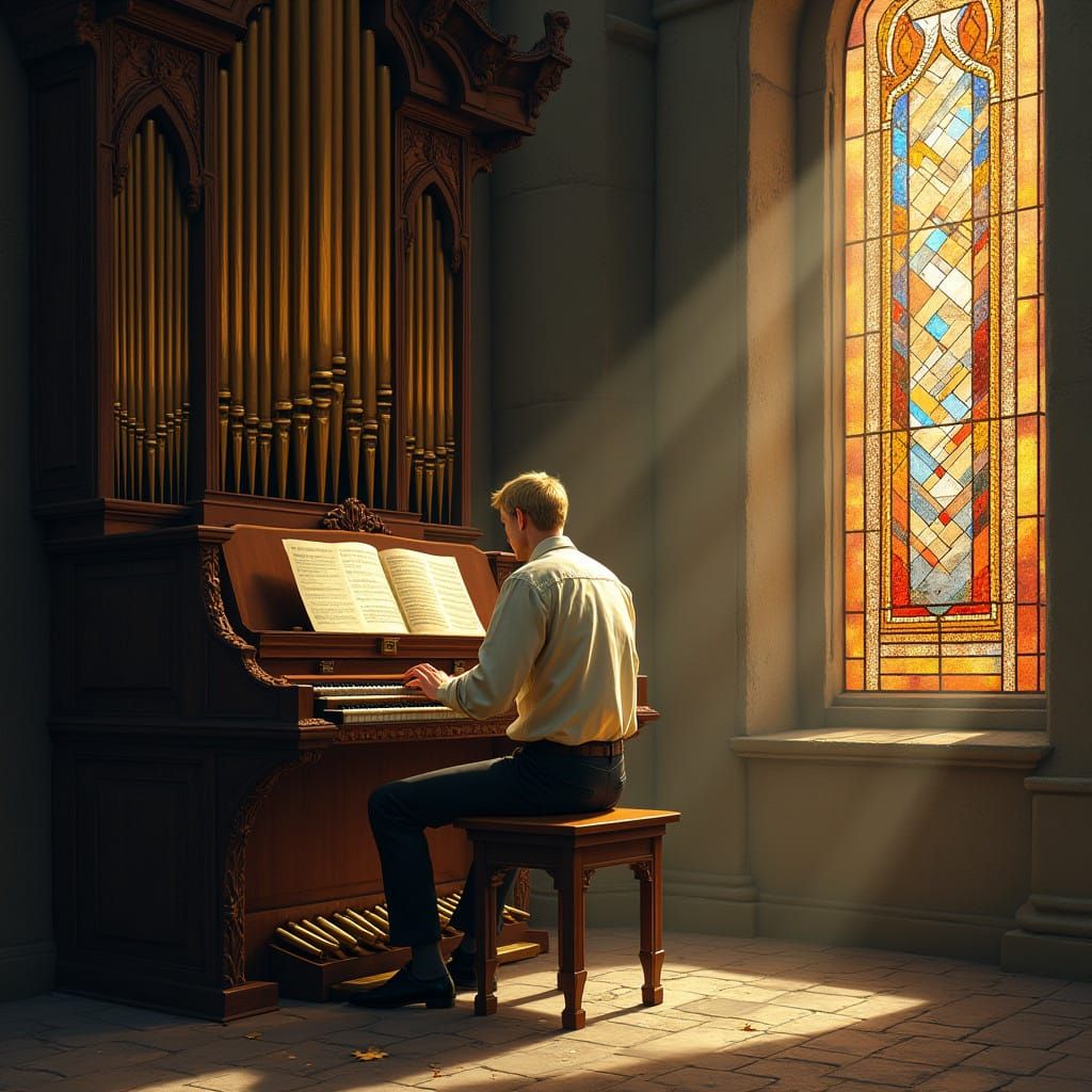 Organist in a Gothic Cathedral