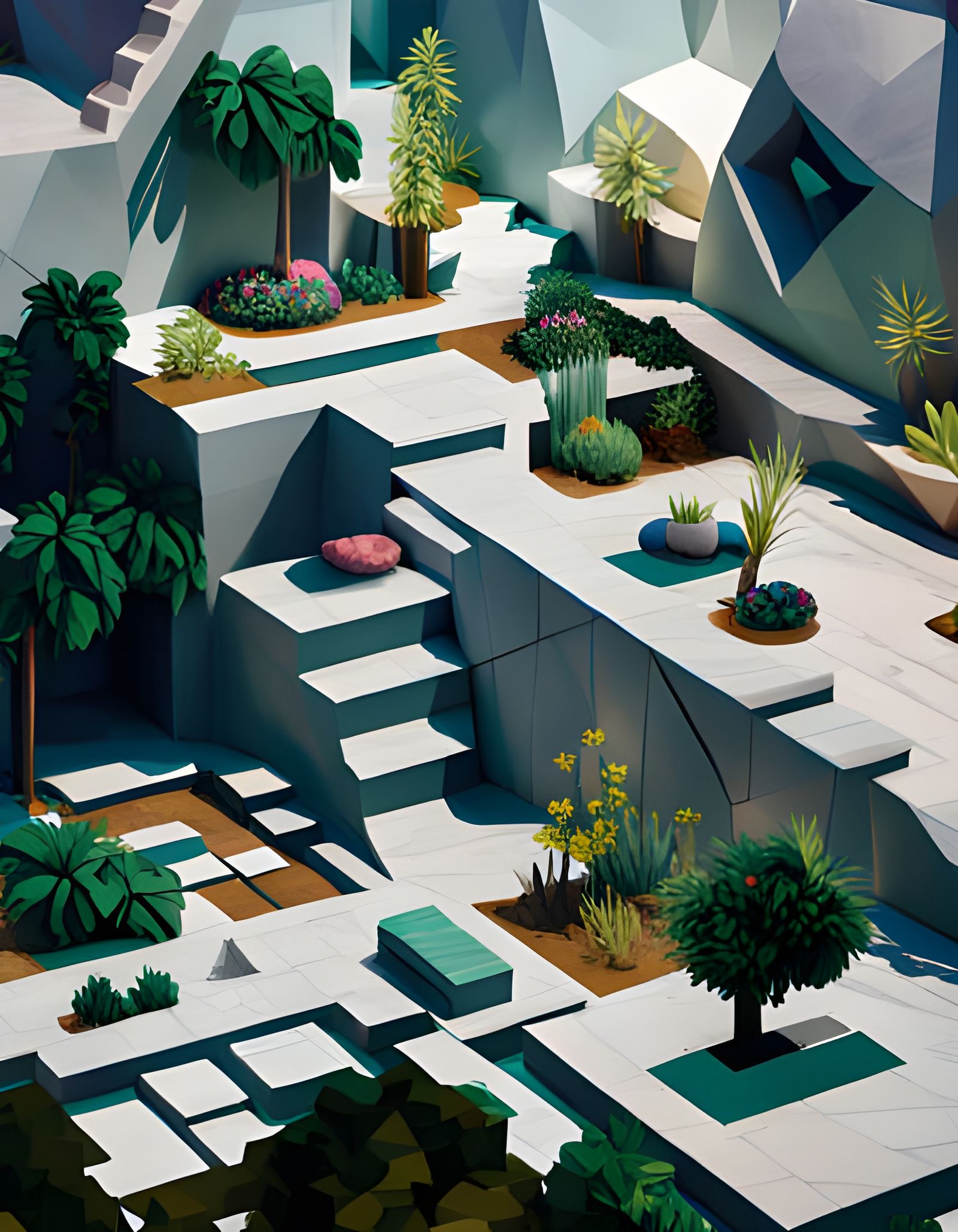 Surreal Marble Garden in Victor Mosquera Style
