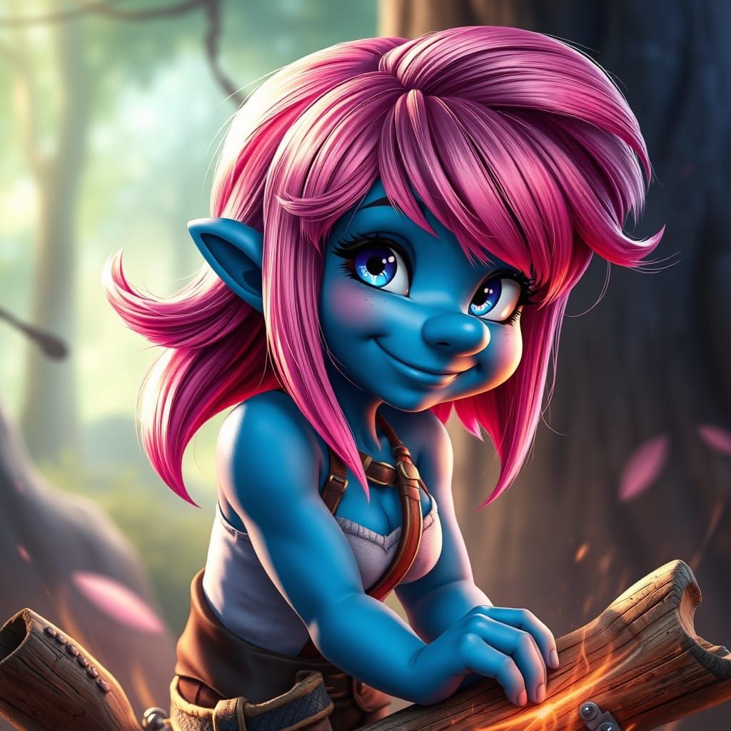 Muscular Smurfette Portrait in Hyperdetailed Concept Art