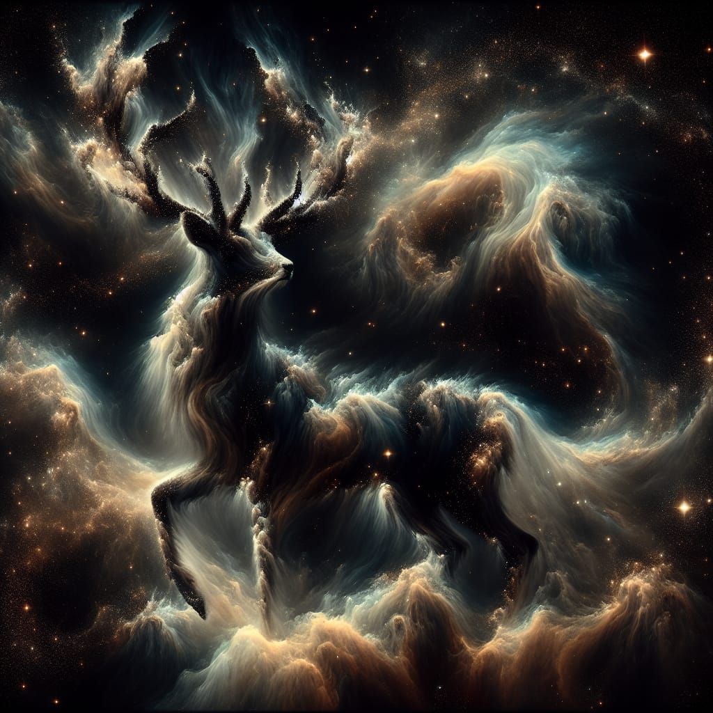 Cosmic Deer Ascends Through Nebulae