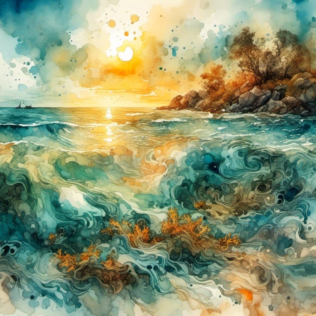 The sea said goodbye to the shore