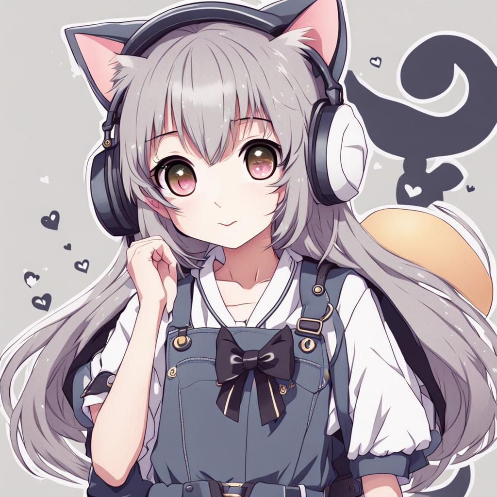 Adorable Anime Cat Girl in Vibrant Colors