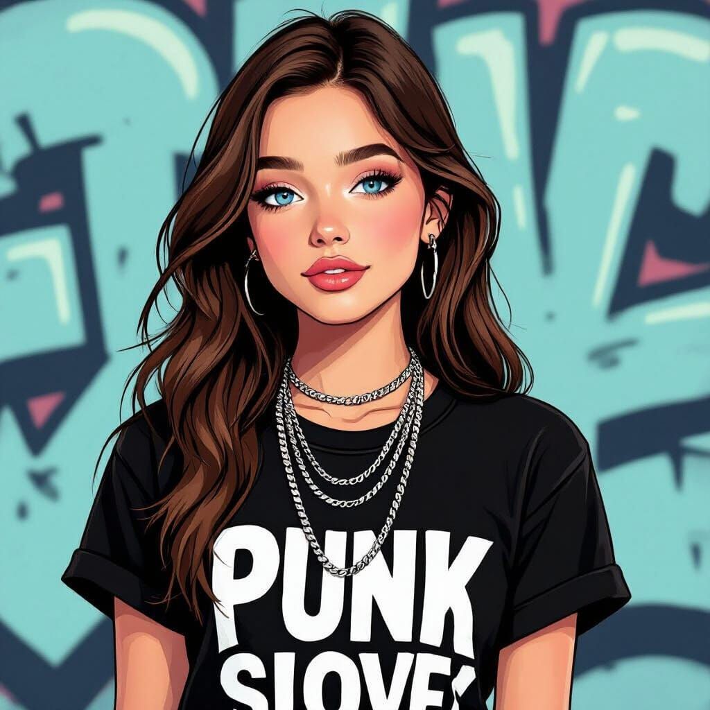 Teen Pop-Punk Icon with Smirk