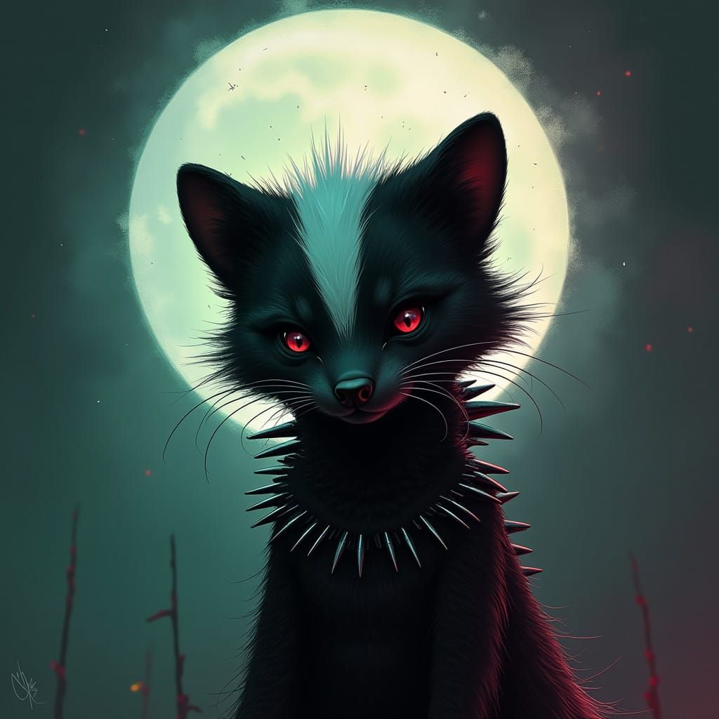 Mysterious Skunk in a Dark, Moody Landscape
