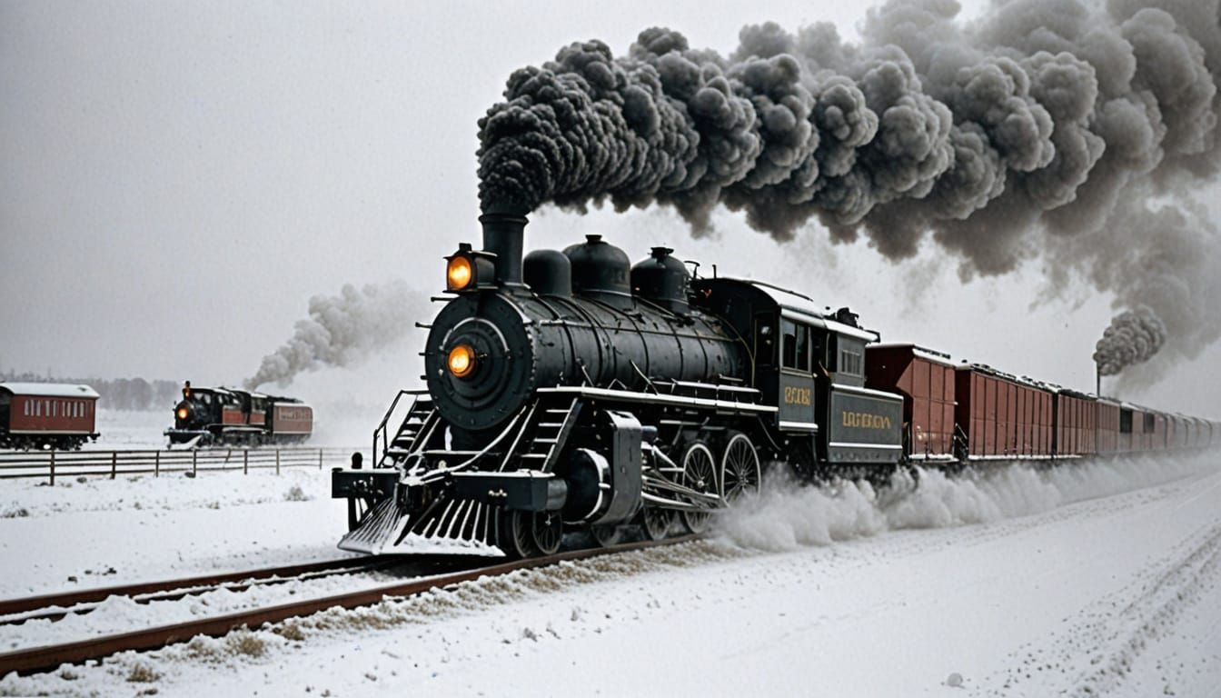 19th Century Steam Train Plows Through Winter Blizzard