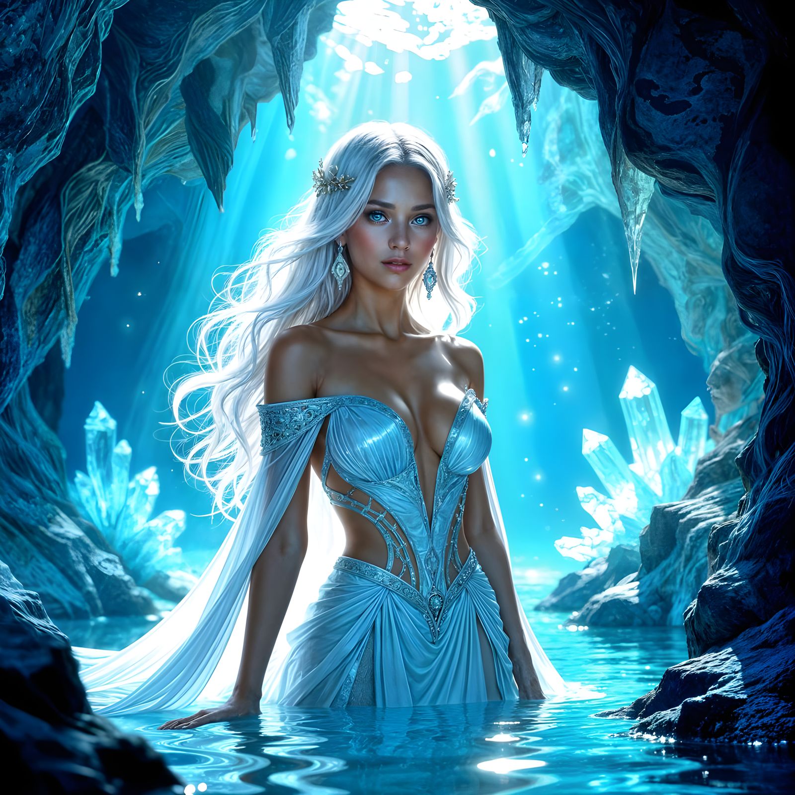 Celestial Goddess in Crystal Grotto, Art Nouveau